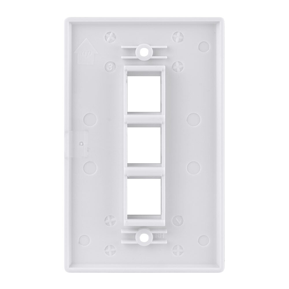 Construct Pro Single Gang 3-Port Keystone Wall Plate (10 Pack, White)