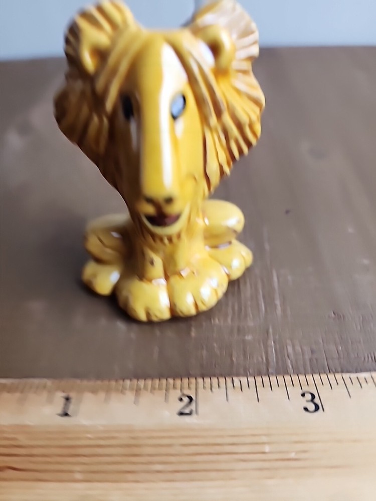 Vintage Tan Lion Ceramic Macrame Bead 2.5 Inch
