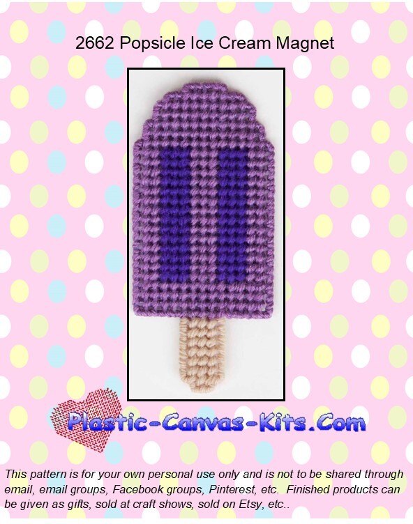 Popsicle Ice Cream Magnet-Plastic Canvas Pattern or Kit