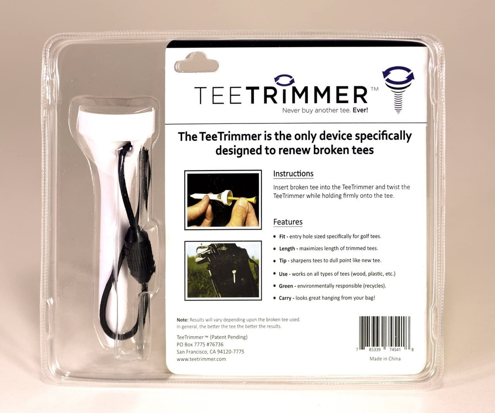 TeeTrimmer Broken Golf Tee Solution | Repair Tool Sharpens White