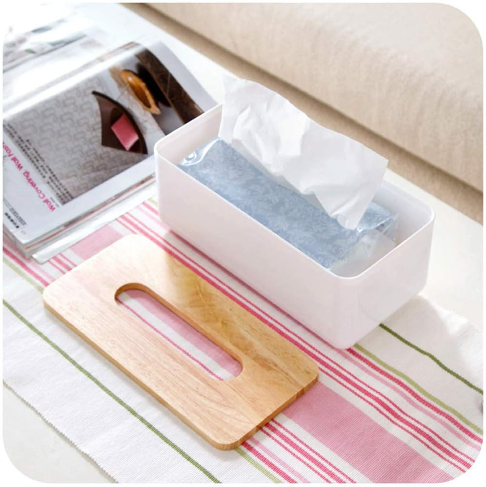 Wood Tissue Box Cover Rectangular Holder Large Size Bathroom Vanity Decor