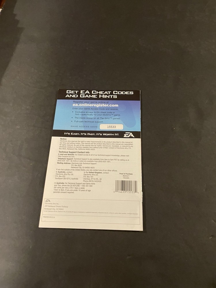 my sims wii Manual only