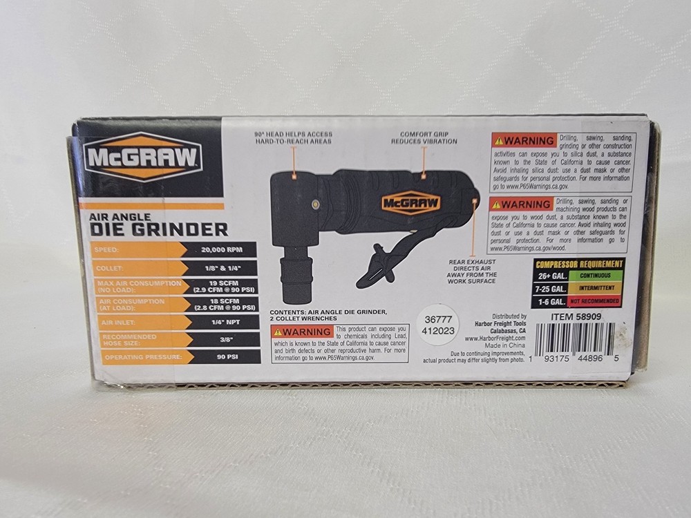 McGraw Air Angle Die Grinder Item # 58909