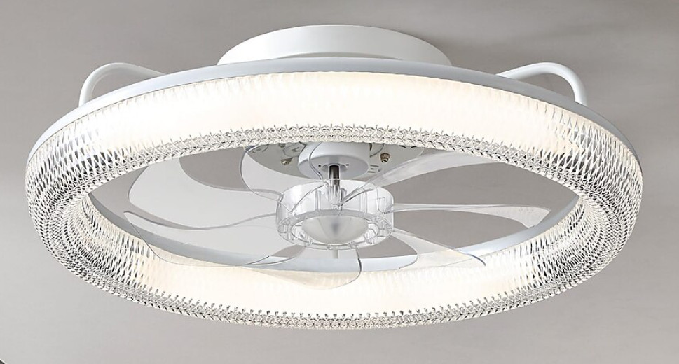 SILJOY White Flush Mount Ceiling Fan w/ Light Remote Control Include CFL-1168-02