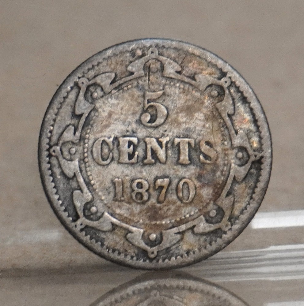 NEWFOUNDLAND 1870 FIVE CENTS SILVER