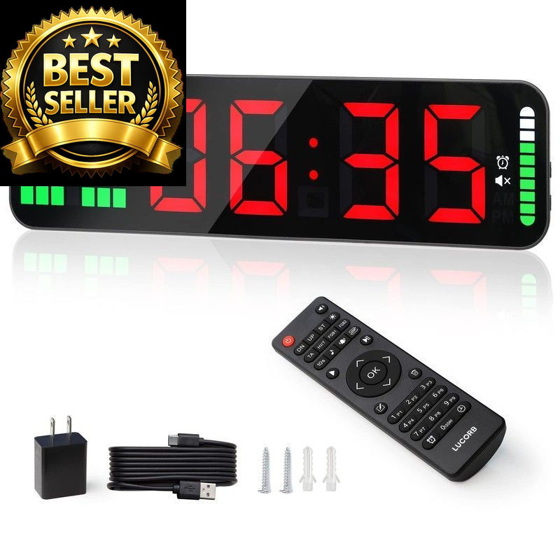 LUCORB Gym Timer - Large Digital Clock Wall with Interval Time Black+red