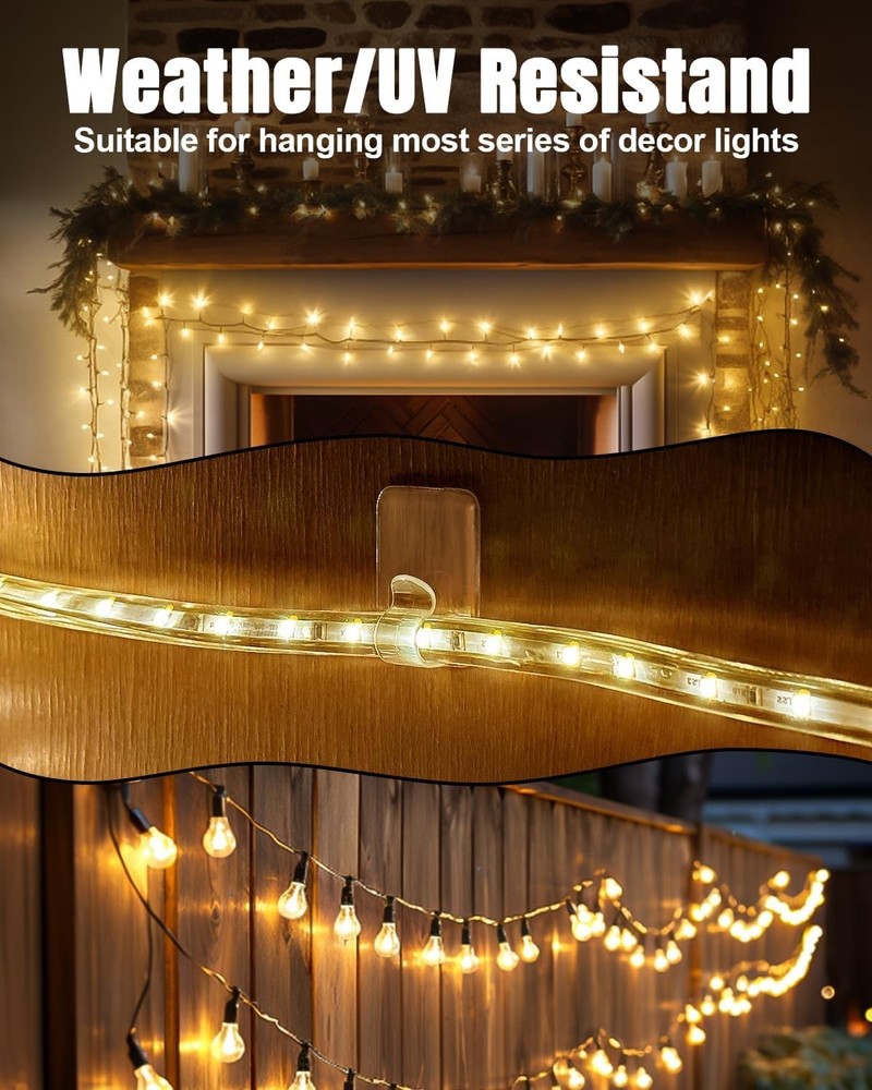 Versatile 20 Pack Clear Light Clips for Outdoor Decor - Waterproof & Durable