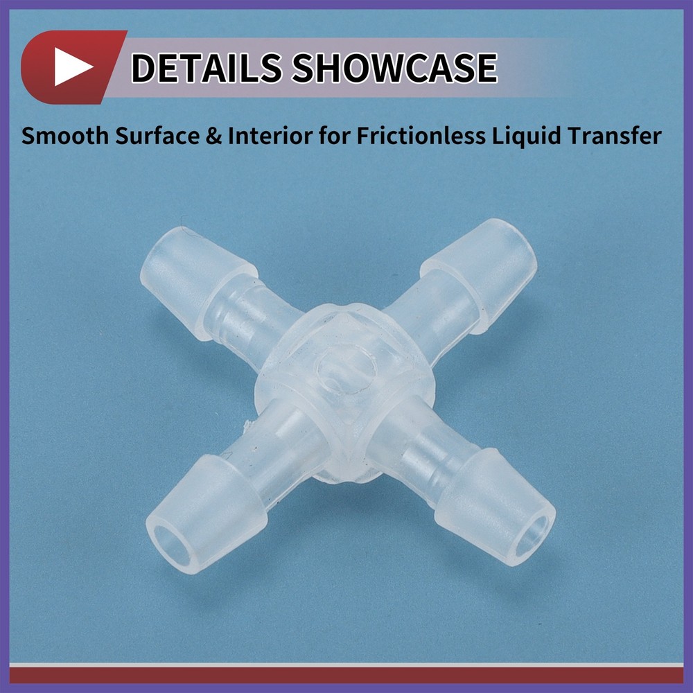 Plastic Hose Barb Fitting 3/16" OD Barb Cross 4*Way Pipe Connector Clear 10Pc