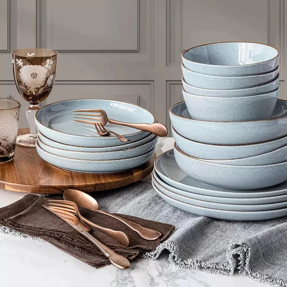 Over & Back Options 16-piece Dinnerware Set - Sage Stoneware, Holiday Table Set