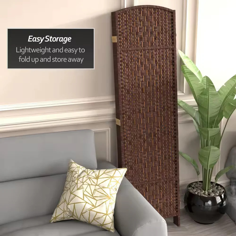 6ft Dark Mocha 4 Panel Room Divider Folding Privacy Screen Divider