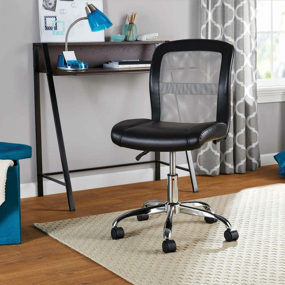 Vinyl Mesh Task Office Desk Chair Computer Gaming Working Adjustable Seat Black