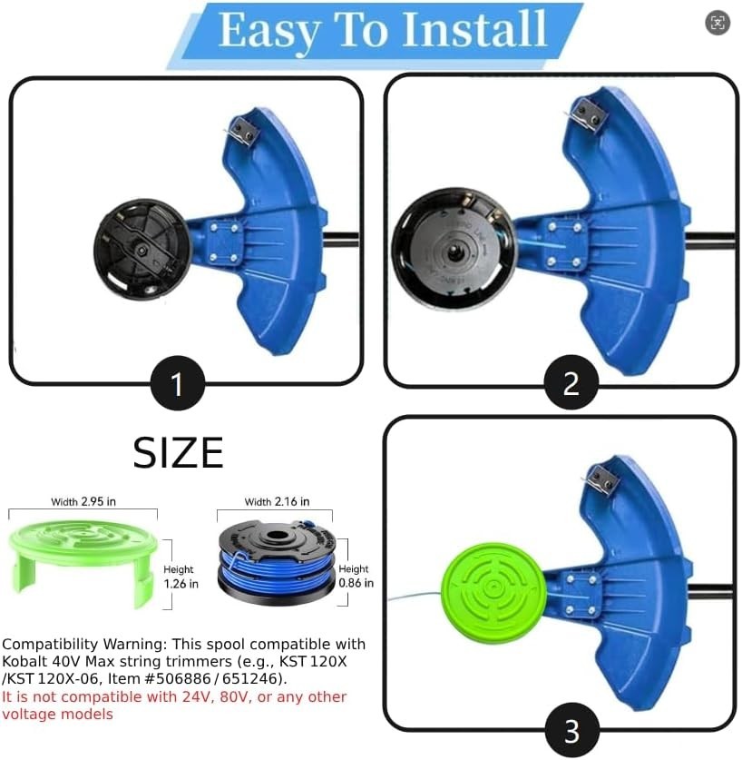 6 PCS Weed Eater String Compatible with Kobalt 40V Cordless String Trimmer KS...
