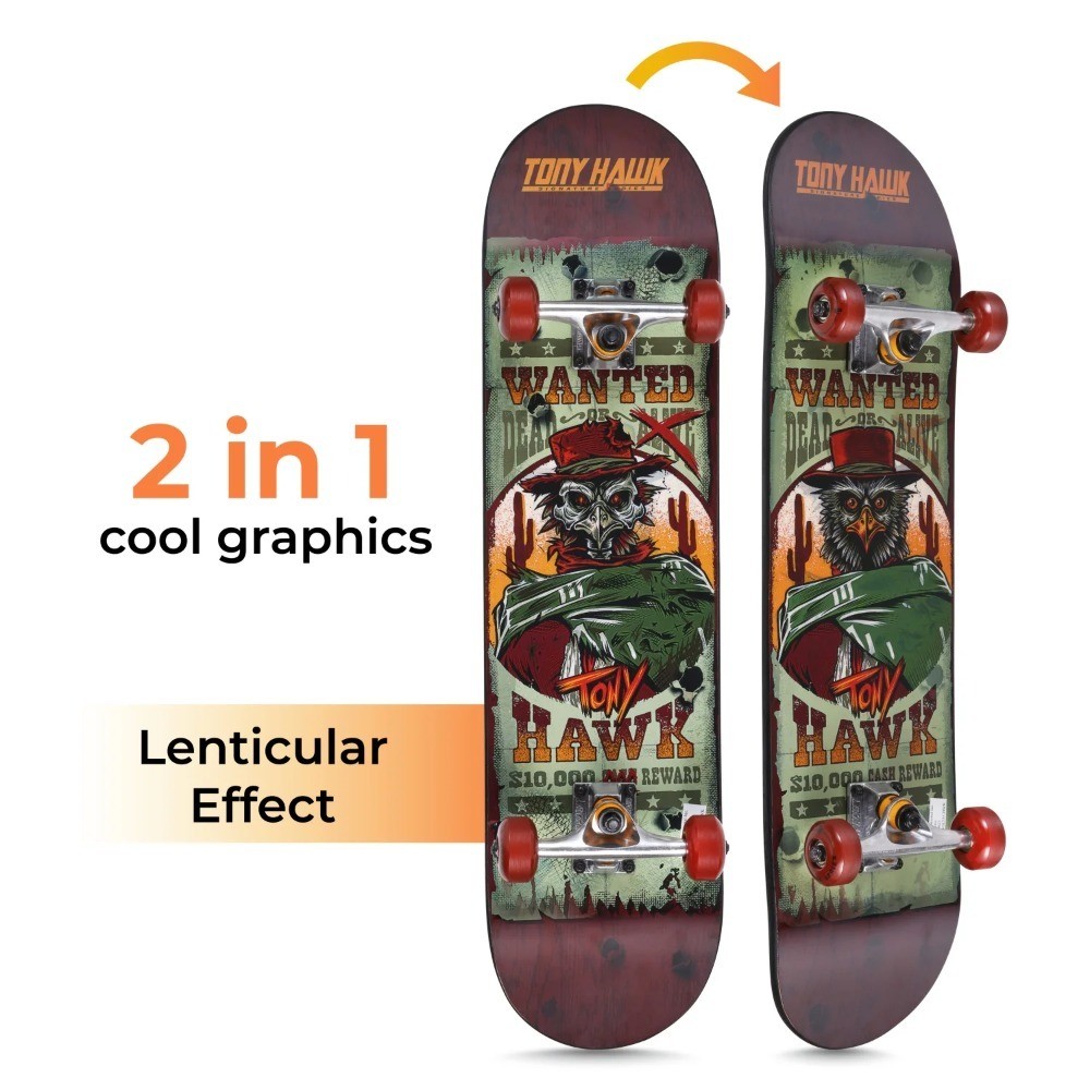 Lenticular Skateboard Deck 31 Inch Complete with 52mm Hawk Wheels
