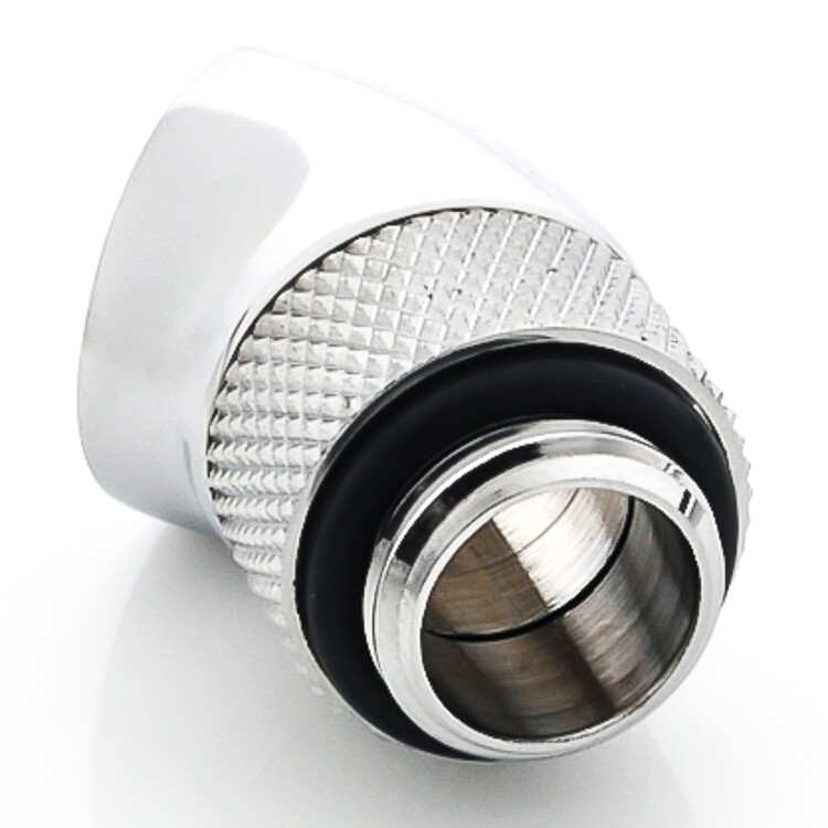 Bitspower G1/4" M/F Fitting, 45 Degree Rotary, Silver