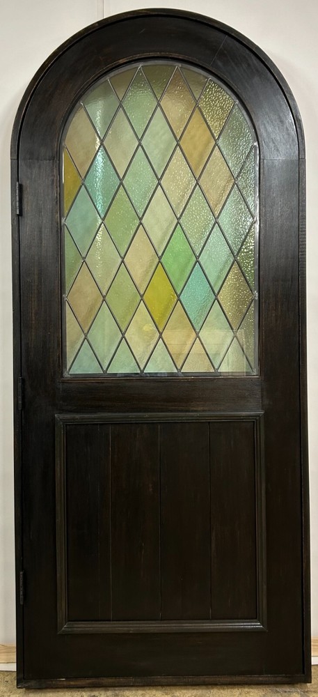 SOLID African Mahogany DOOR 2" stained glass triple glazed 2 sets trim