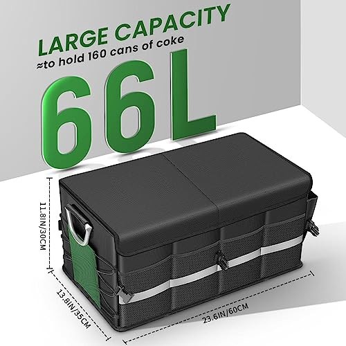 Trunk Organizer With Waterproof Bag, Collapsible Multi Compartment Storage for