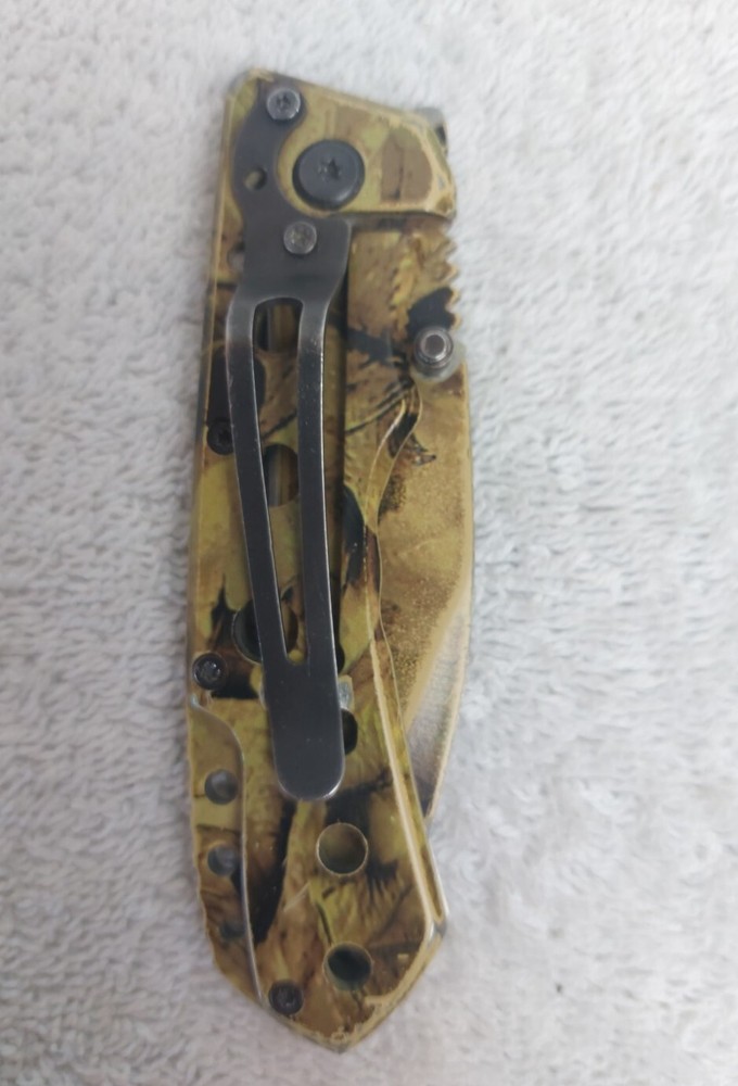 Plain Edge Knife Camo Liner Lock Belt Clip Thumb Stud 440