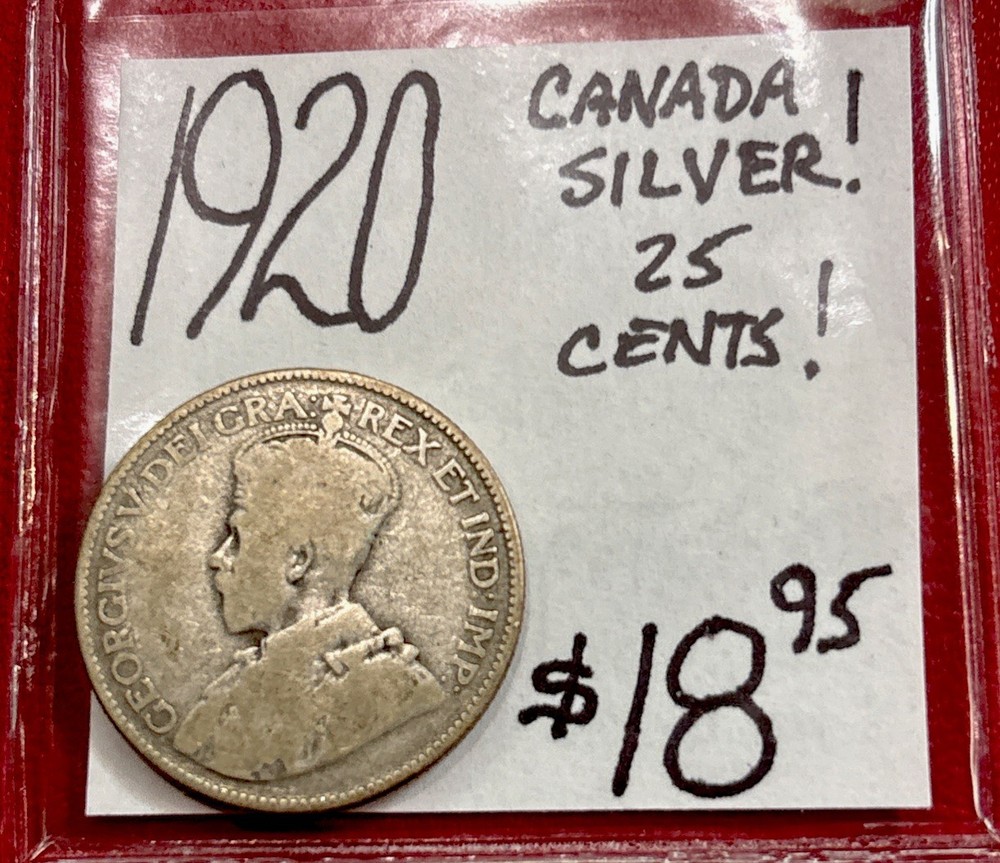 1920 Canada Silver! 25 Cents! ENN Coins