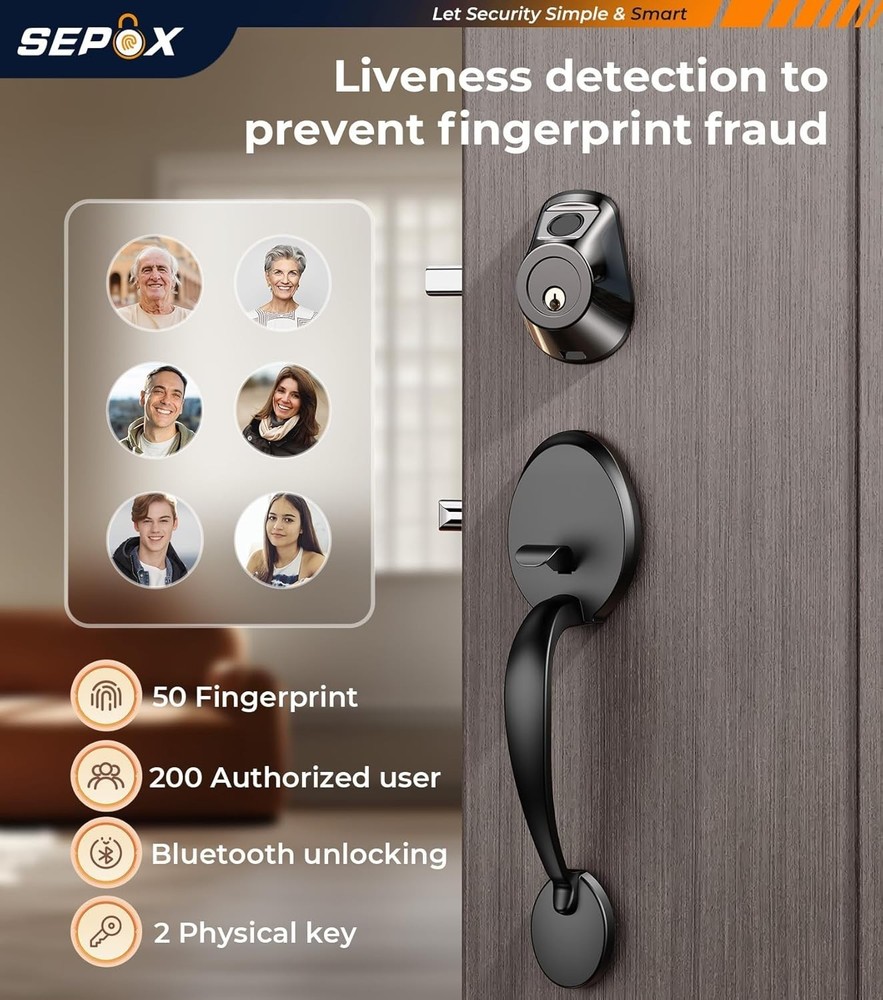 Upgraded Smart Door Lock Biometric Bluetooth Fingerprint Key Keyless Entry APP