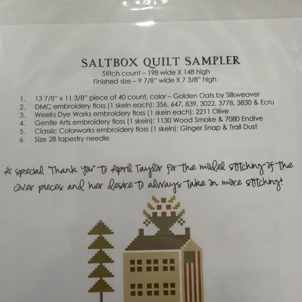 With Thy Needle & Thread Punchneedle Designs Saltbox Quilt Sampler #CS279