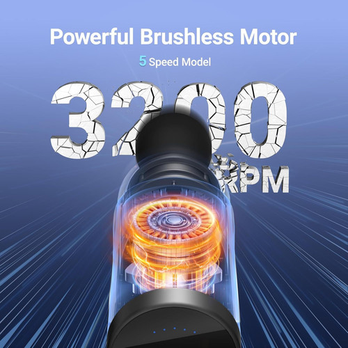 MERACH Massage Gun Deep Tissues, Percussion Massager Tools with 6 Black