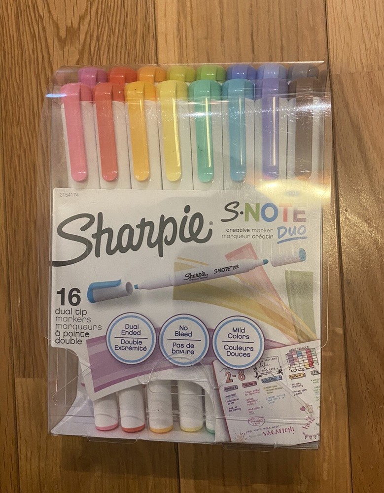 Sharpie S-Note Duo Dual-Ended Creative Assorted Colors, Fine & Chisel Tips 16-Ct