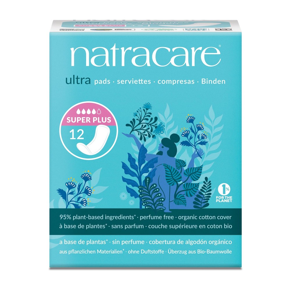 Natracare Slim Fitting Ultra Pads Without Wings, Super Plus, Made with