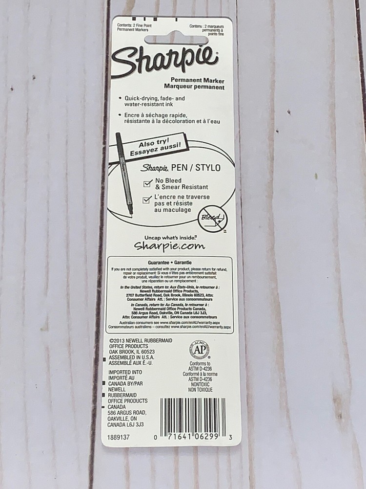 Sharpie Permanent Markers, Fine Point, Purple and Turquoise, 2-Count