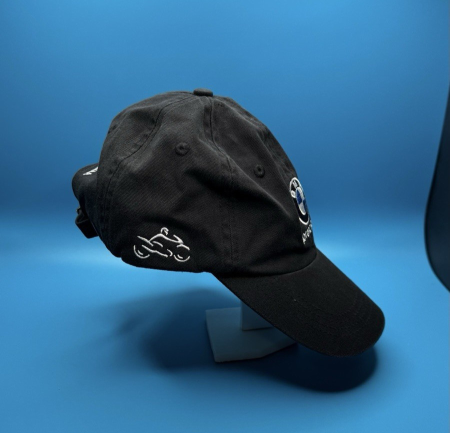 Black BMW Motorcycles Adjustable Strapback Embroidered Logo Hat Cap