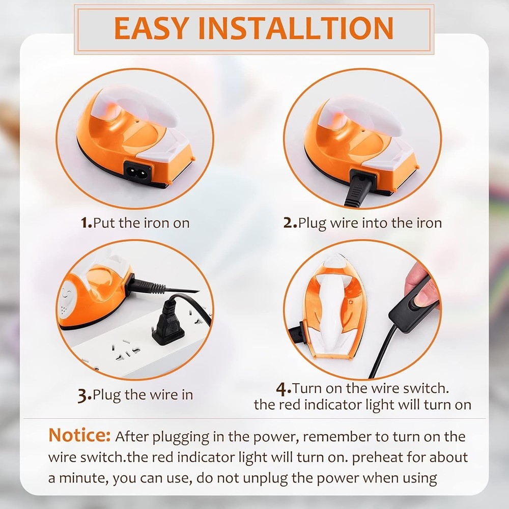Versatile Mini Iron with Charging Base - Ideal for Fusible Patch Projects