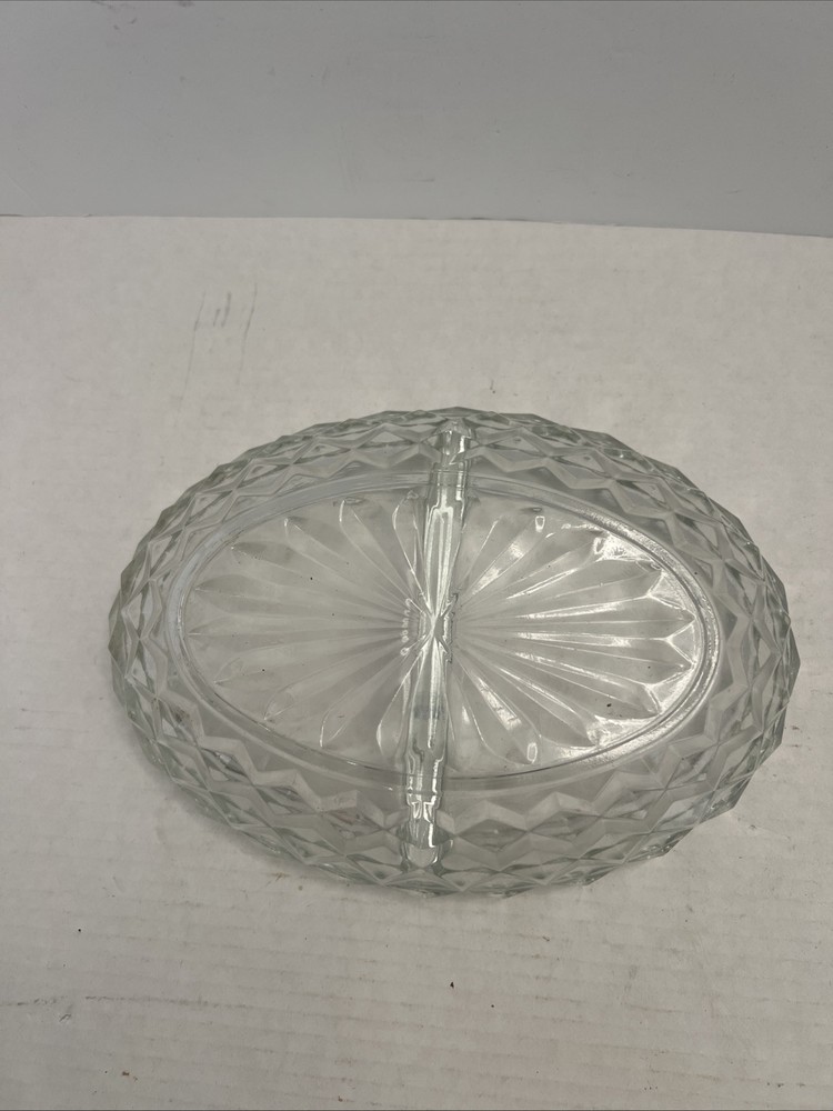 Glass Divided Candy Dish Or Nut Dish