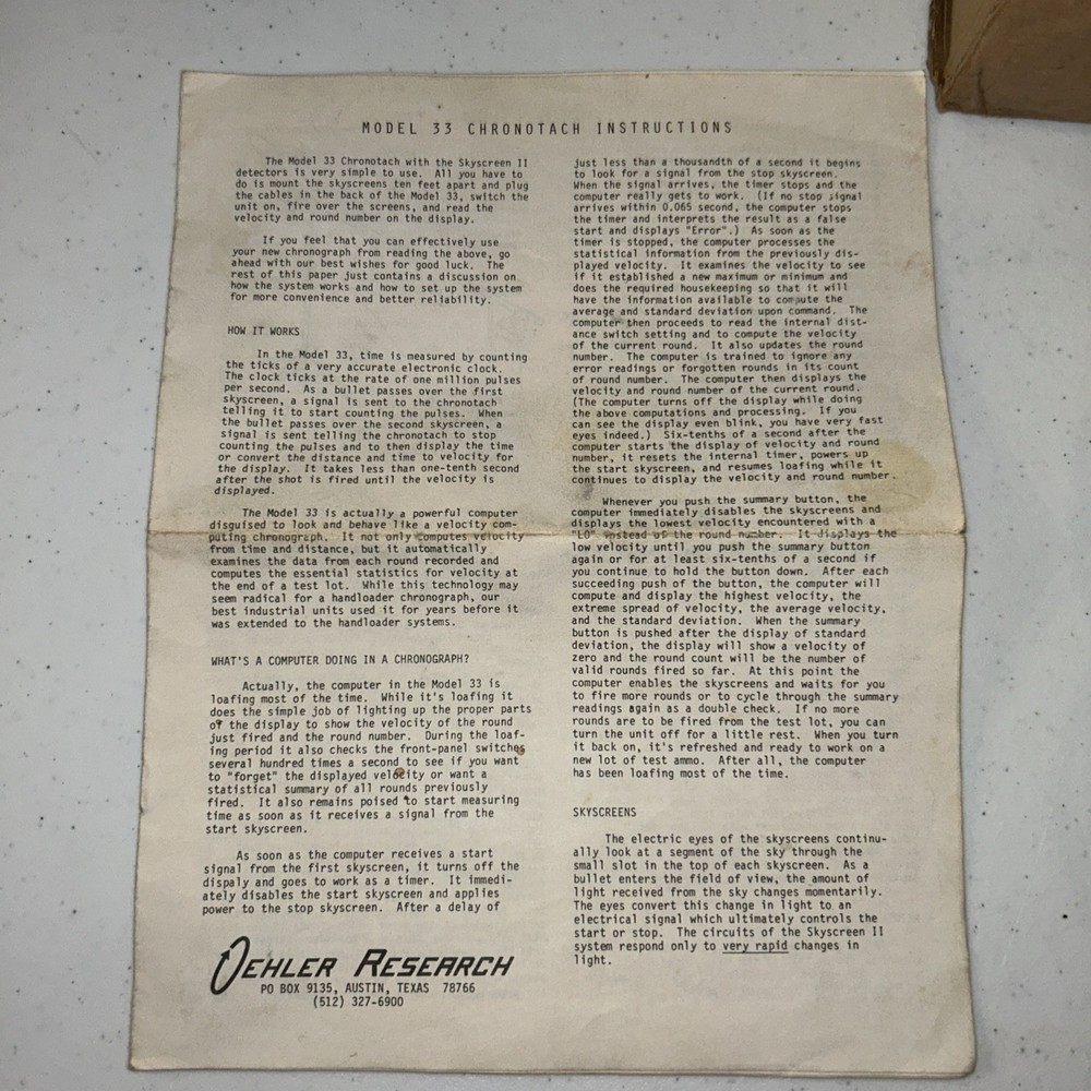 Oehler Research Model 33 Chronograph