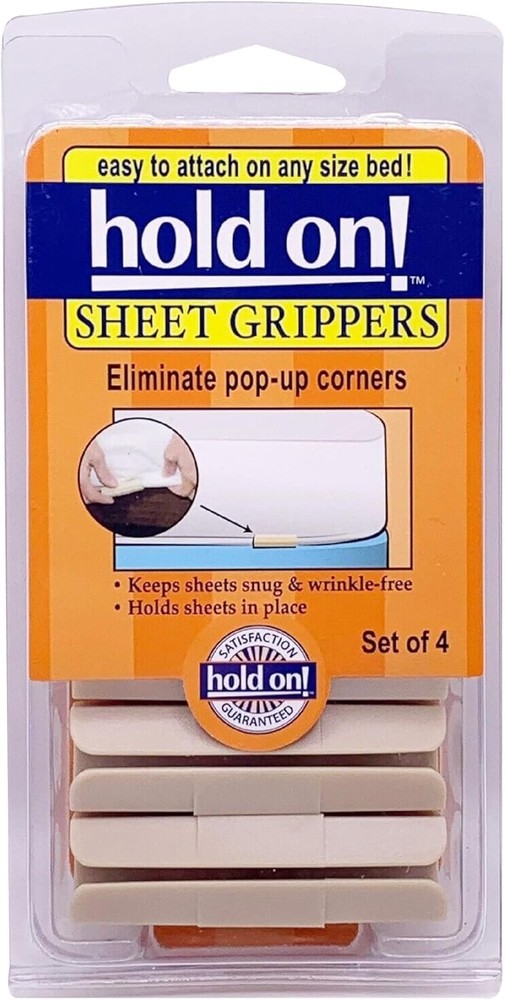 Sheet Grippers for Mattresses, 4 Count, Secure Hold for Flat or Fitted Sheets