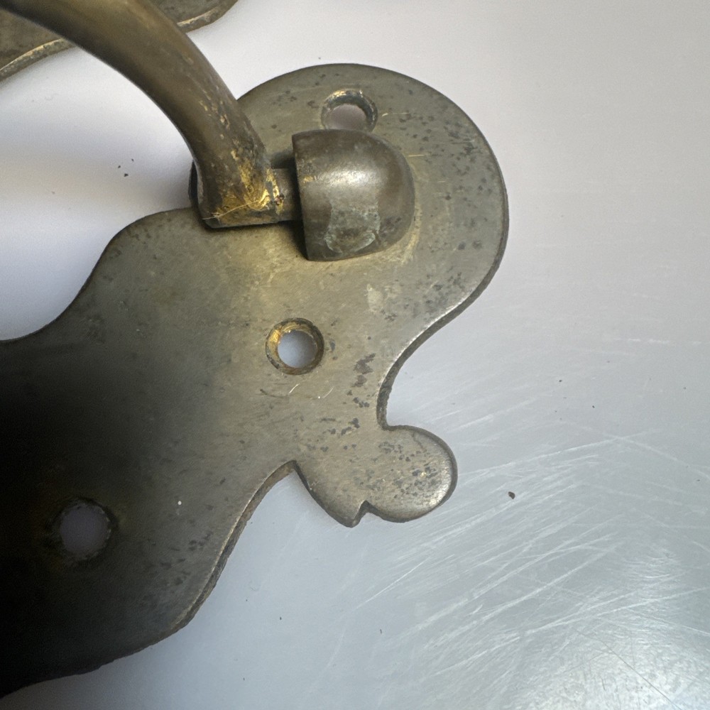 2 RARE MASSIVE 18TH CENTURY CHIPPENDALE BRASS DRAWER /PULL / HANDLE 7”