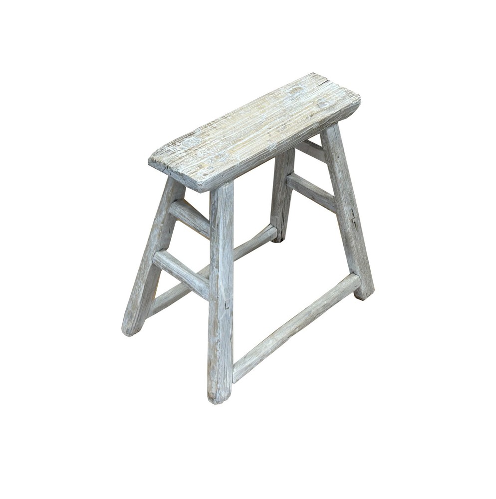 Rustic Raw Rough Wood Grain Rectangle Slim Stool Bench Side Table ws4591