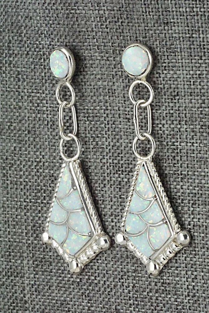 Opalite & Sterling Silver Inlay Earrings - Seoutewa