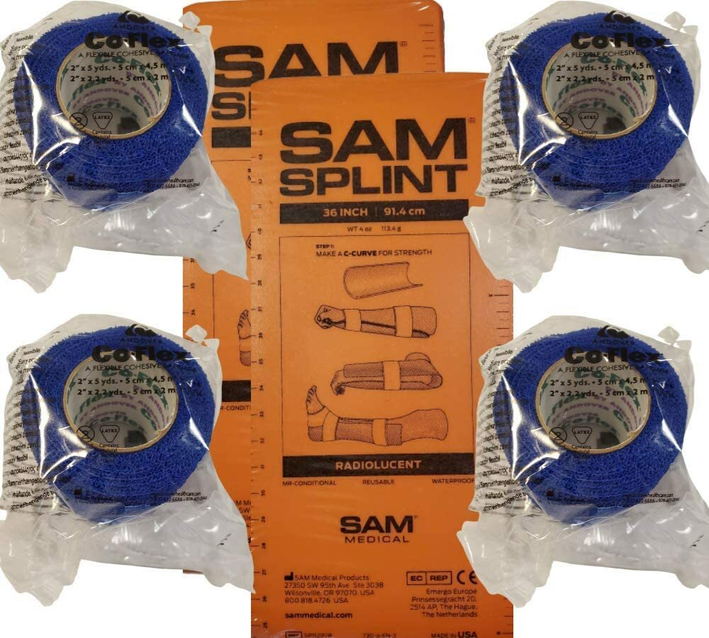 SAM Splint Kit - 36" Flat SAM Splints & 2" x 5yds Cohesive Wraps