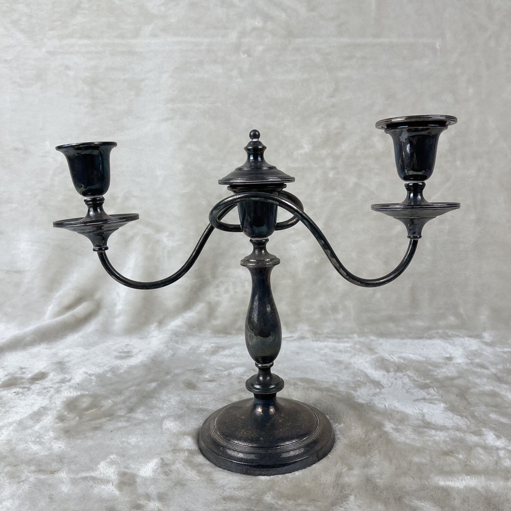 Vintage Silver-plate 3 Candle Twisted Arm Candlestick
