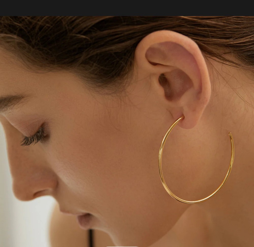 18k Gold Plated Hoop Earring; Large Statement Dangle Earring