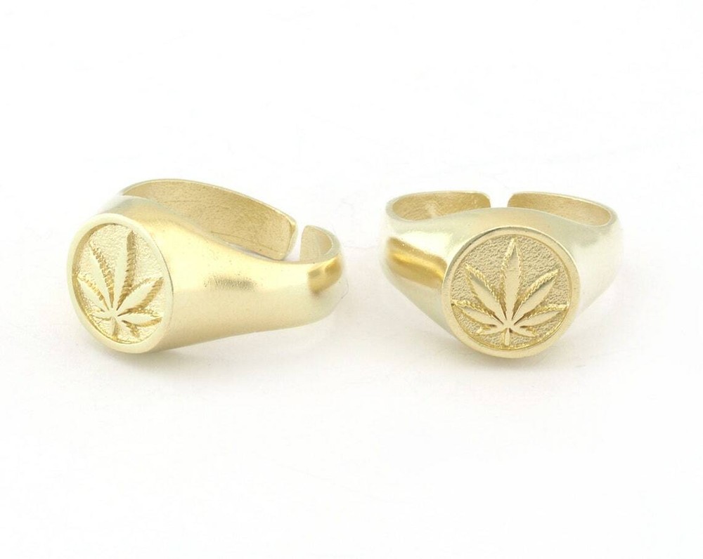 Leaf Ring Adjustable Raw Brass, Antique silver,Shiny Silver-Gold 7-9us size 4805