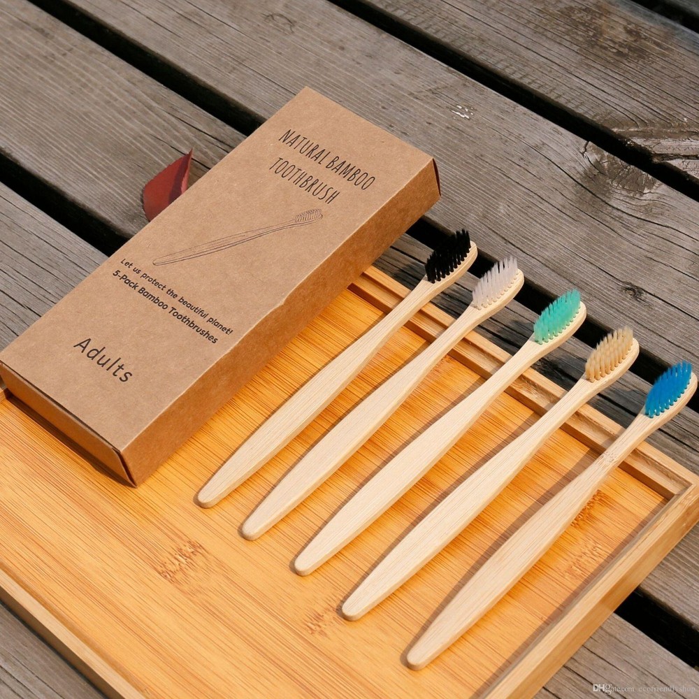 Bamboo Toothbrush 5 pack Natural Biodegradable