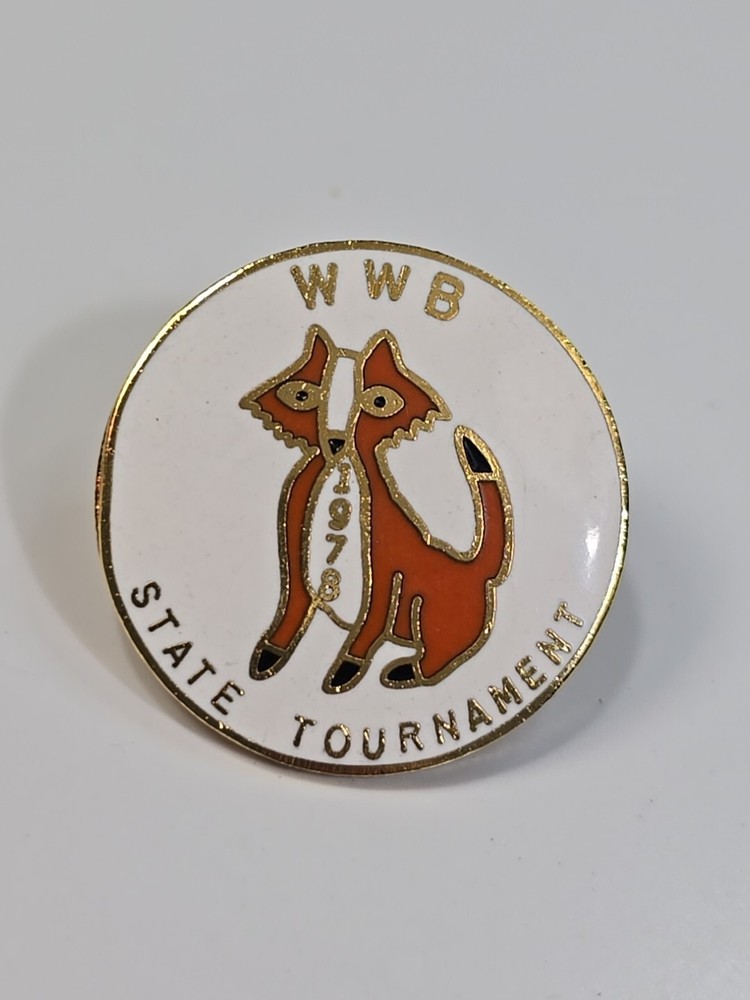 WWB State Tournament 1978 Bowling Lapel Pin Fox On White Background