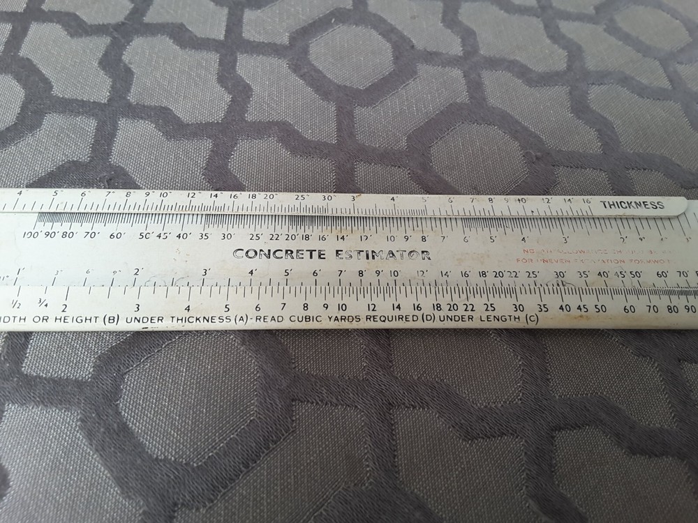 VINTAGE CONCRETE VOLUME SLIDE RULE