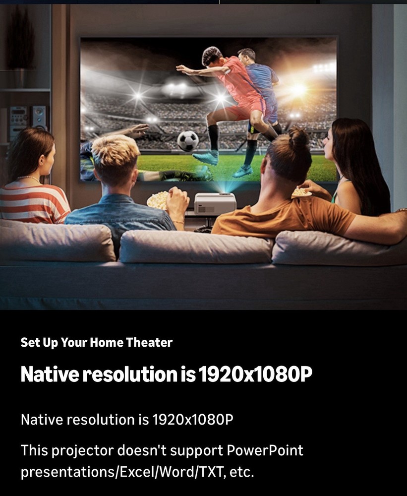 1080P Portable Mini Projector, Compatible TV Stick/HDMI/USB/PS5/iOS/Android