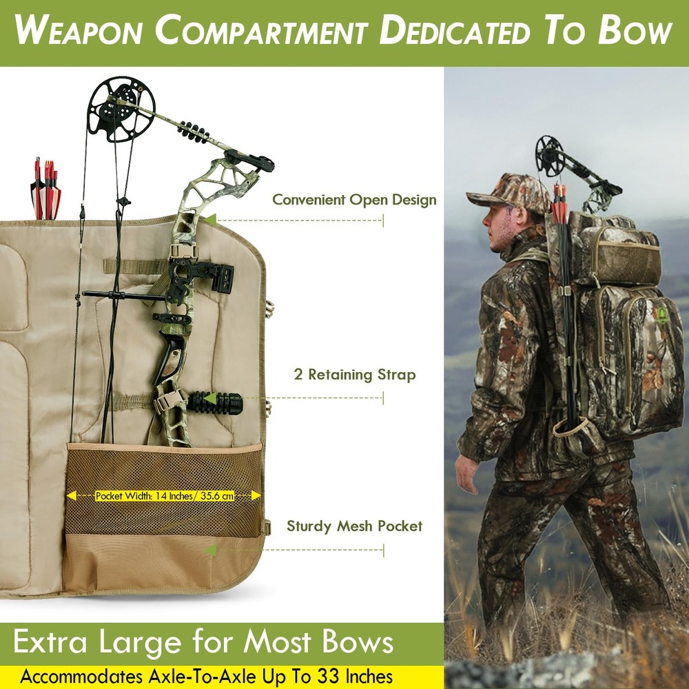 Bow Hunting Backpack for Men, Saddle Camo backpack with Bow Holder, Compound ...