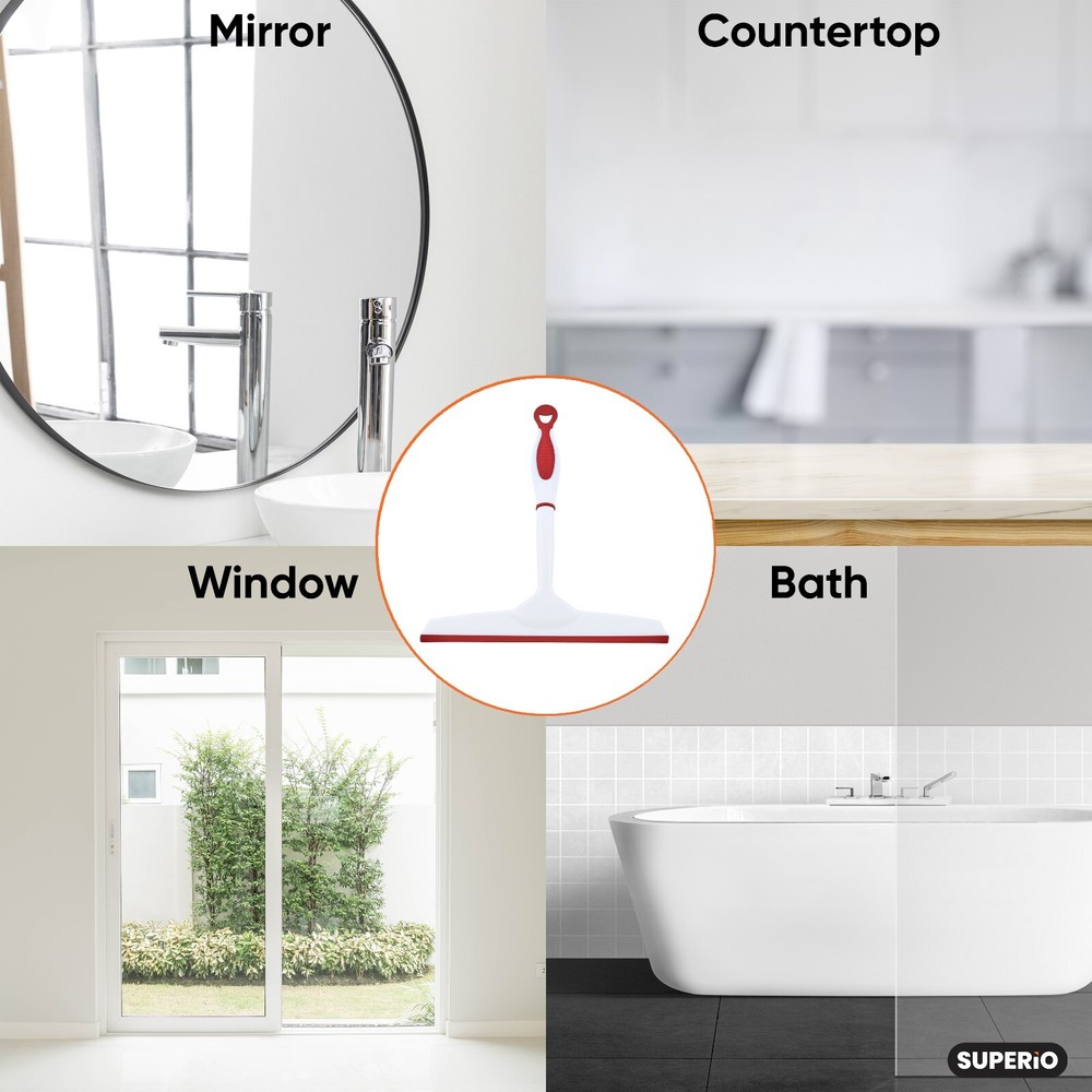 Superio 10" Window Rubber Squeegee with Hanging Loop, 2 pack Red and Grey