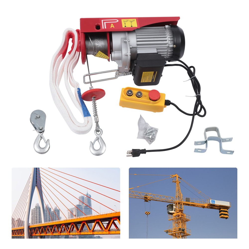 2200LBS Electric Hoist Winch Engine Crane with Wireless 110V