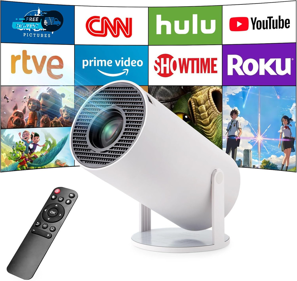 Smart Mini Projector 4K with Wifi 6 & Bluetooth 5 Portable Android 1 Auto