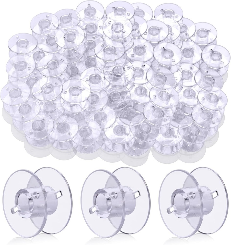 50 Clear Plastic Bobbins for Sewing Machines - Versatile and Durable