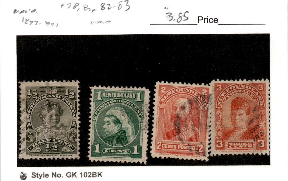 Newfoundland, Postage Stamp, #78, 80, 82-83 Used, 1897 (AD)